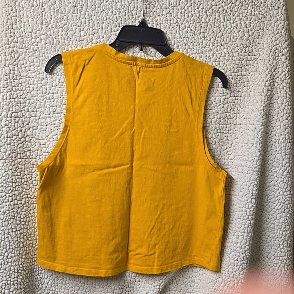 ❤️‍🔥❤️‍🔥❤️‍🔥Good Vibes Yellow 'Choose Happy' Distressed Tank Top - Picture 3 of 3